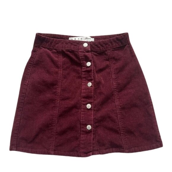 Denim&Co Dresses & Skirts - Denim Co. Women’s Burgundy Red Corduroy Button-Front Mini Skirt - Size 6